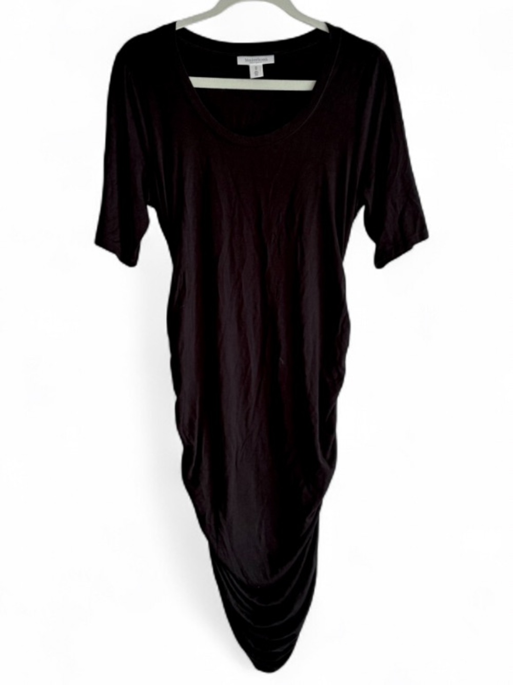 Motherhood Maternity Black Scoop Neck Side Ruched Knit Dress Size M